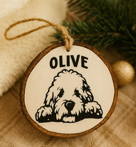 Personalized Dog Ornament - Wood Slice Ornament