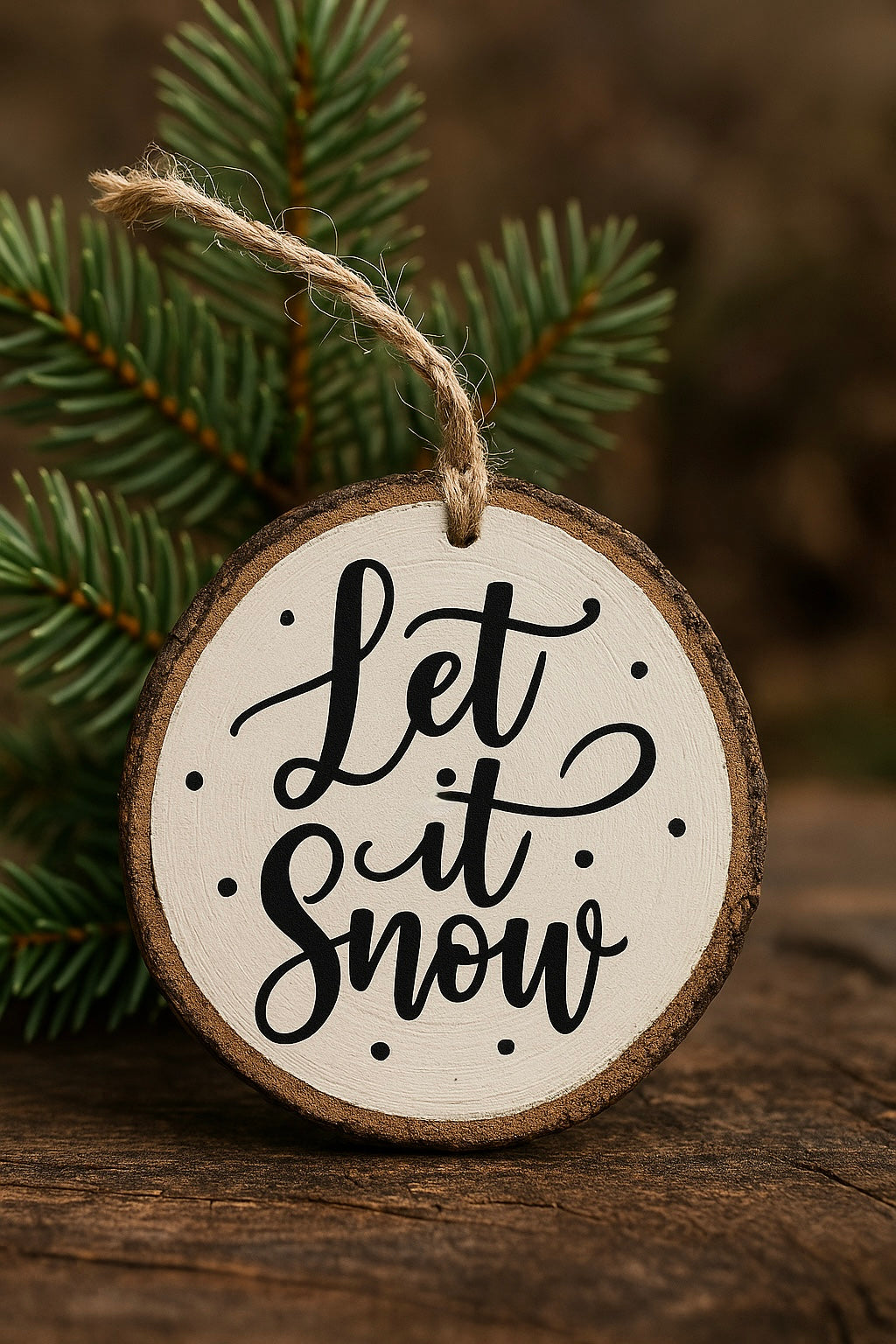 Let It Snow - Wood Slice Ornament