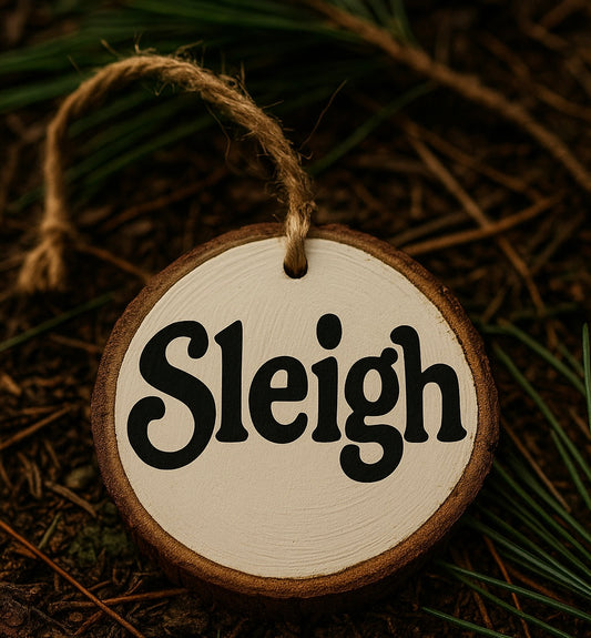 Sleigh - Wood Slice Ornament