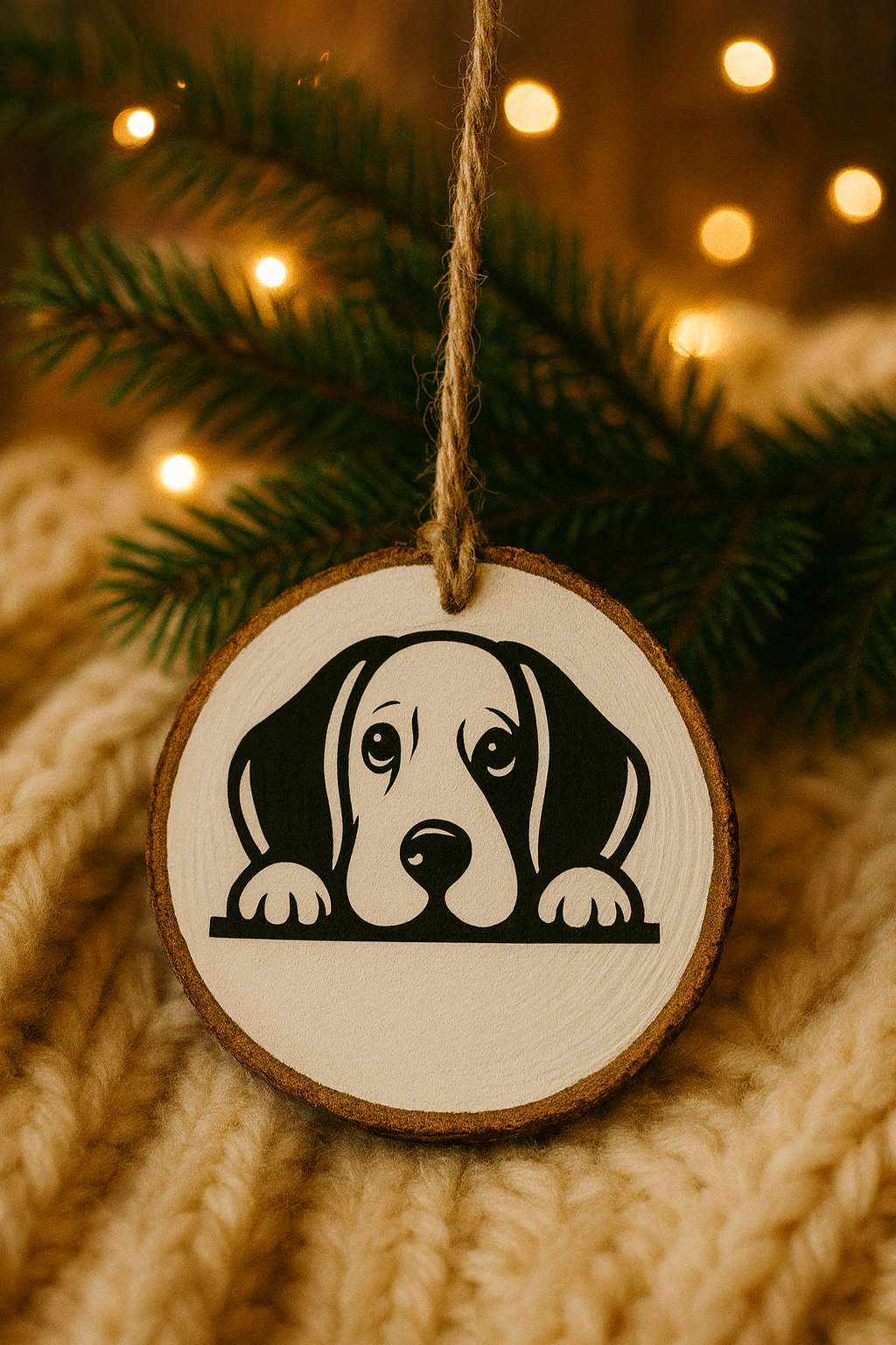 Personalized Dog Ornament - Wood Slice Ornament