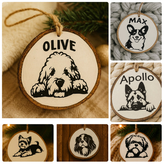 Personalized Dog Ornament - Wood Slice Ornament