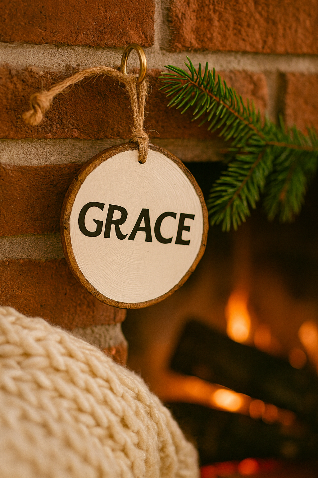 Grace - Wood Slice Ornament