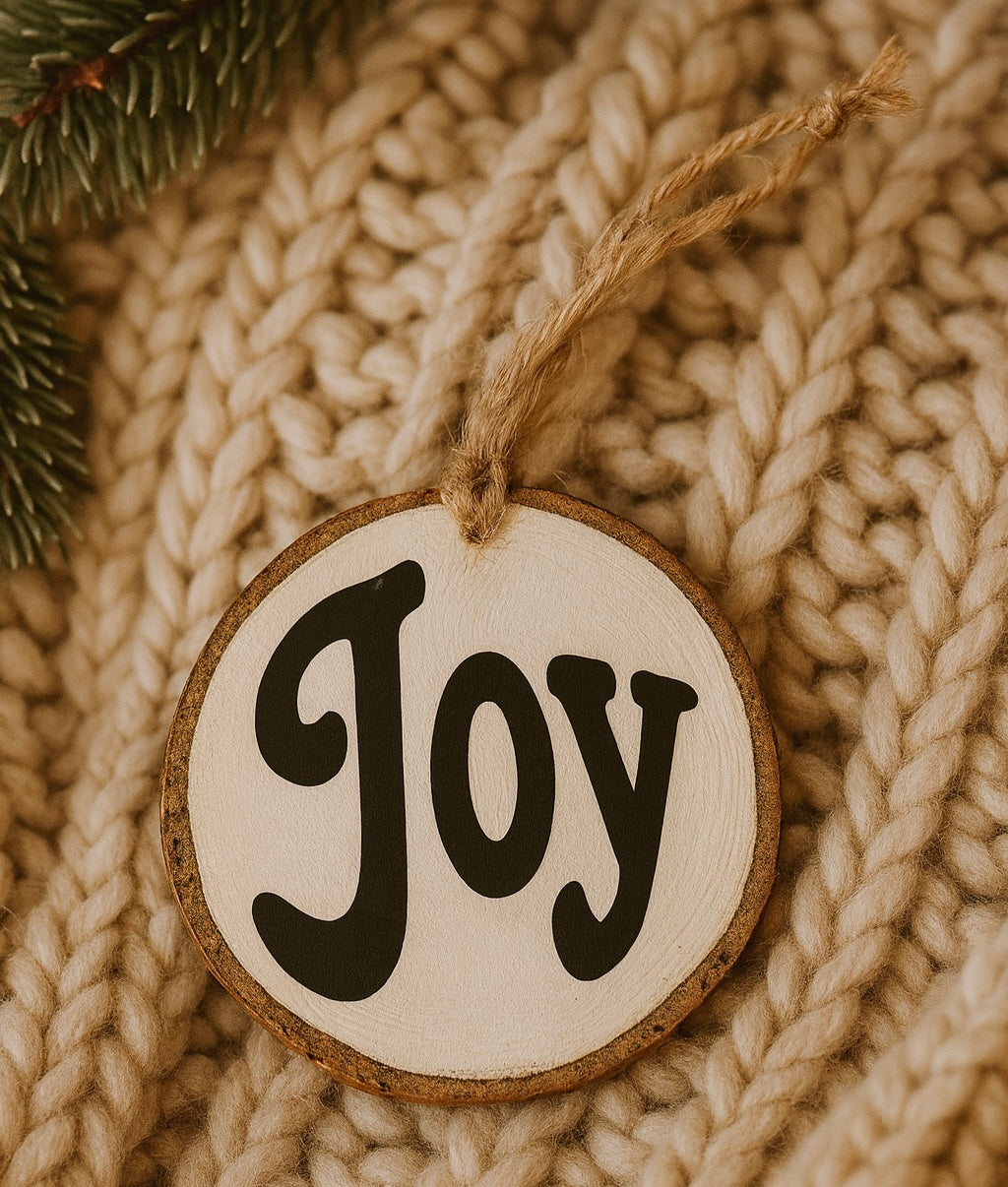 Joy - Wood Slice Ornament