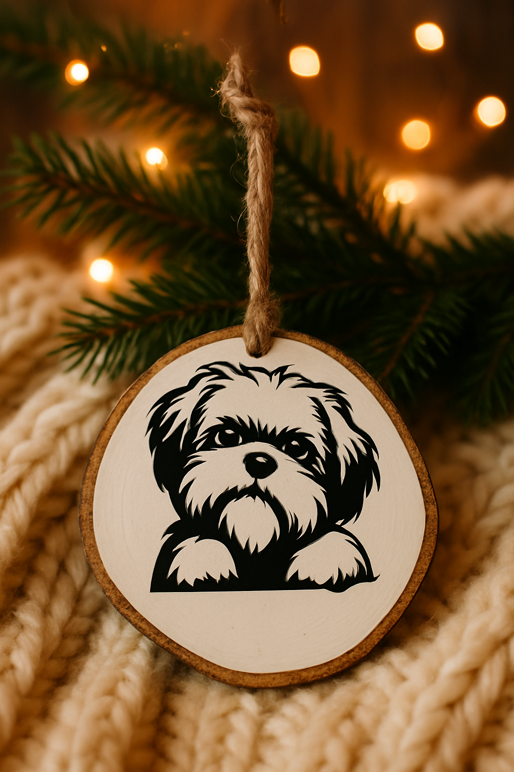 Personalized Dog Ornament - Wood Slice Ornament
